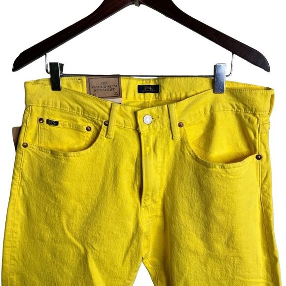 NWT Polo Ralph Lauren Yellow Varick Slim Jeans 32X32 - Picture 2 of 7